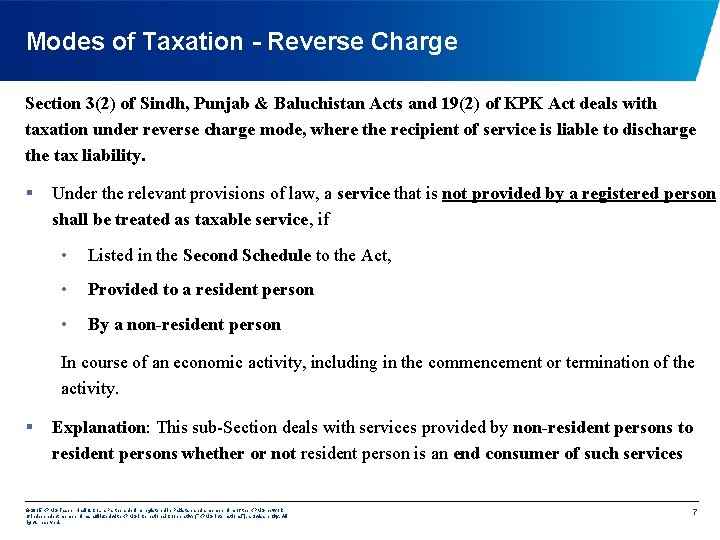 Modes of Taxation - Reverse Charge Section 3(2) of Sindh, Punjab & Baluchistan Acts