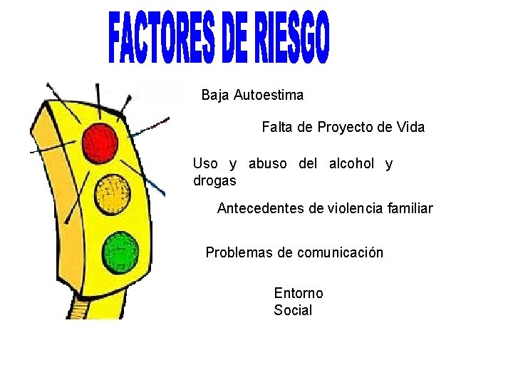 Baja Autoestima Falta de Proyecto de Vida Uso y abuso del alcohol y drogas