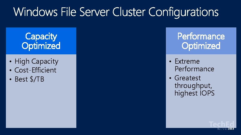 Capacity Optimized • High Capacity • Cost-Efficient • Best $/TB Balanced • Tiered Storage