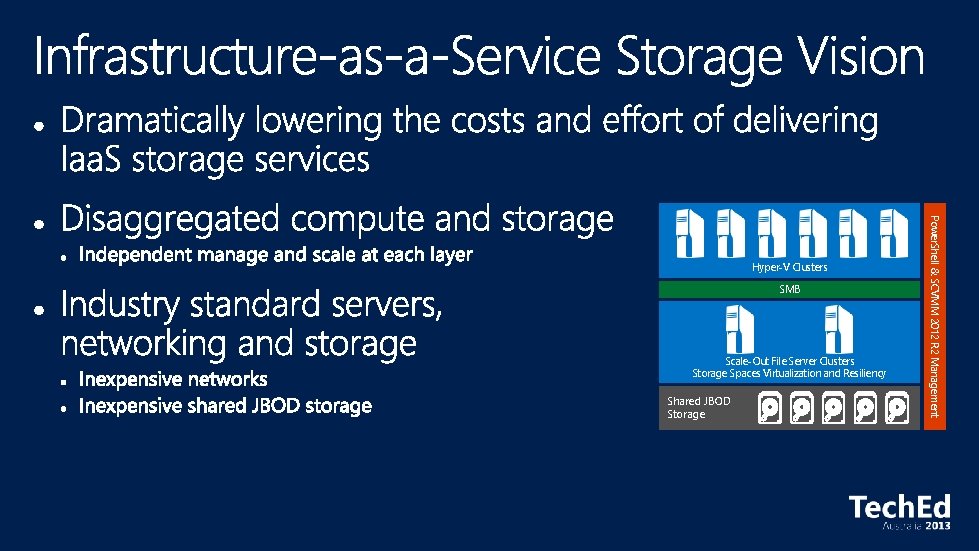 SMB Scale-Out File Server Clusters Storage Spaces Virtualization and Resiliency Shared JBOD Storage Power.