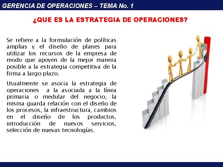 GERENCIA DE OPERACIONES – TEMA No. 1 ¿QUE ES LA ESTRATEGIA DE OPERACIONES? Se