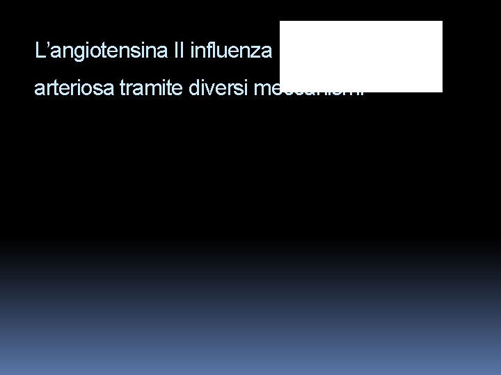L’angiotensina II influenza la pressione arteriosa tramite diversi meccanismi L’angiotensina II influenza la pressione arteriosa tramite diversi meccanismi
