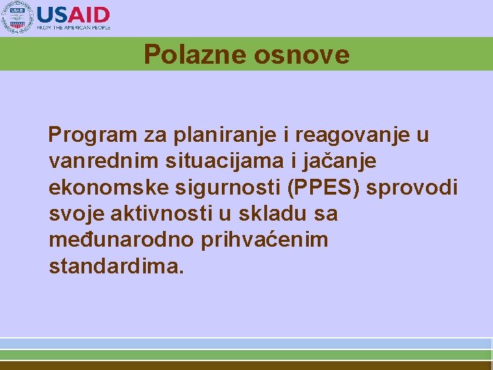 Polazne osnove Program za planiranje i reagovanje u vanrednim situacijama i jačanje ekonomske sigurnosti