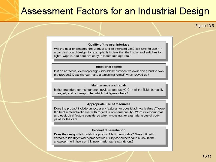 Assessment Factors for an Industrial Design Figure 13. 5 13 -11 