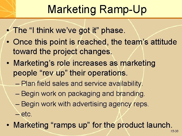 Marketing Ramp-Up • The “I think we’ve got it” phase. • Once this point