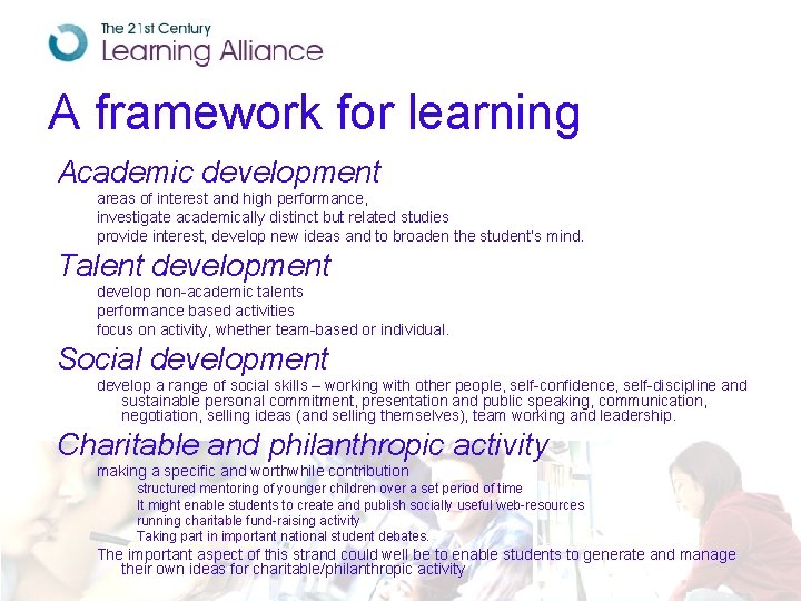 A framework for learning Academic development areas of interest and high performance, investigate academically