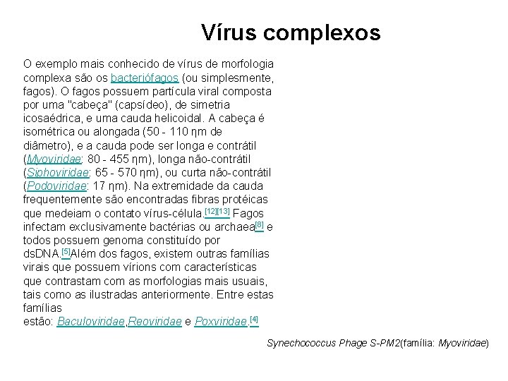 Vírus complexos O exemplo mais conhecido de vírus de morfologia complexa são os bacteriófagos