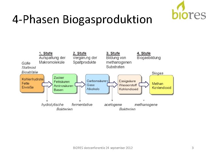 4 -Phasen Biogasproduktion BIORES slotconferentie 24 september 2012 3 