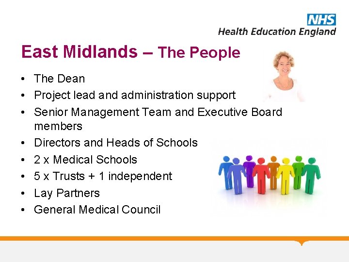 East Midlands – The People • The Dean • Project lead and administration support