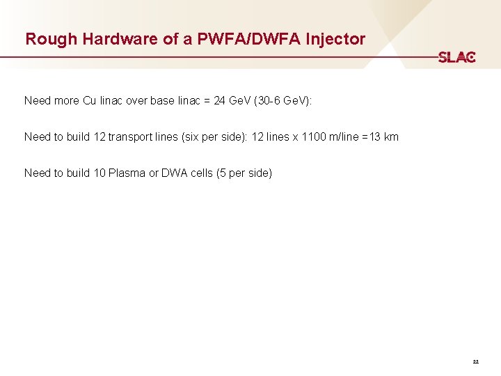 Rough Hardware of a PWFA/DWFA Injector Need more Cu linac over base linac =