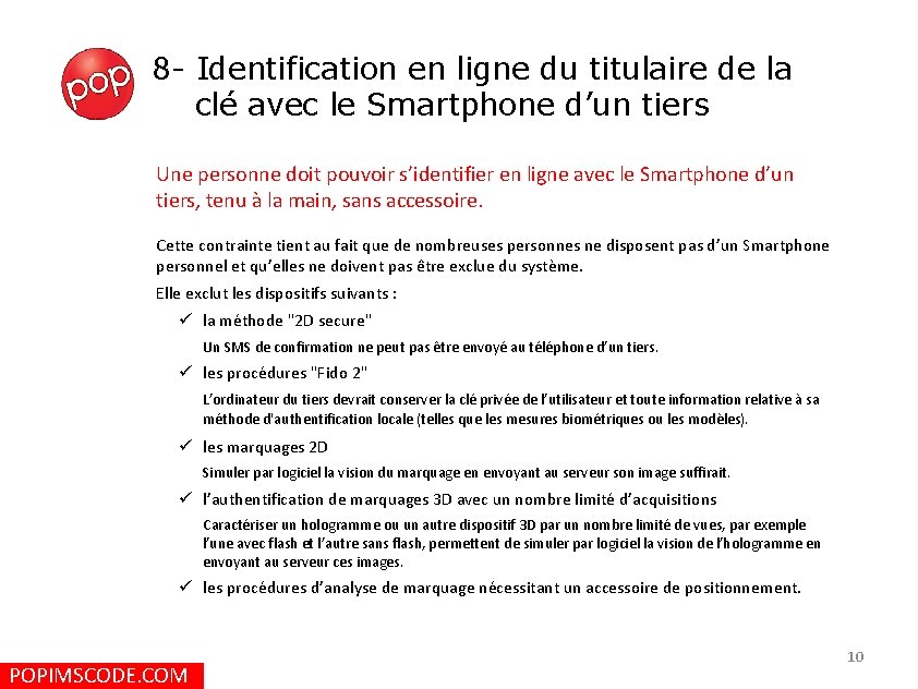 8 - Identification en ligne du titulaire de la clé avec le Smartphone d’un