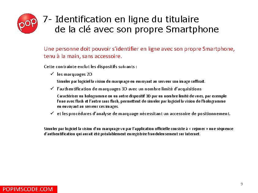 7 - Identification en ligne du titulaire de la clé avec son propre Smartphone