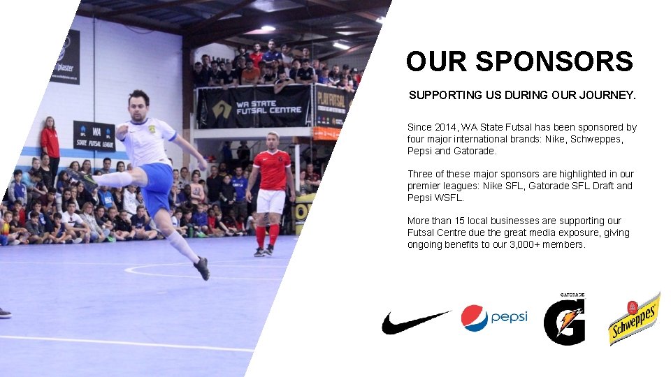 OUR SPONSORS SUPPORTING US DURING OUR JOURNEY. Since 2014, WA State Futsal has been