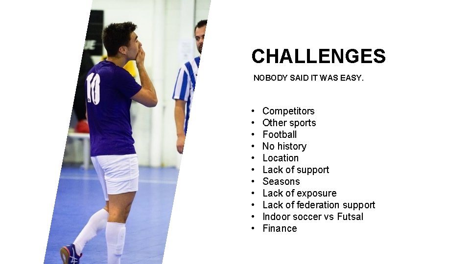 CHALLENGES NOBODY SAID IT WAS EASY. • • • Competitors Other sports Football No