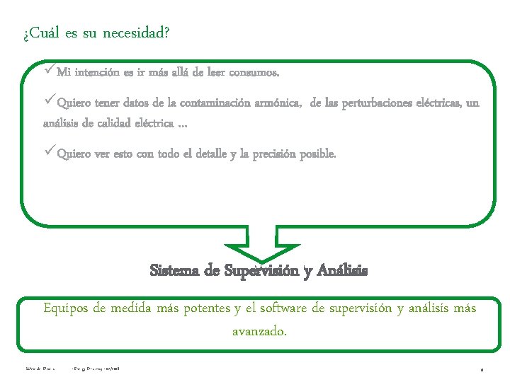 ¿Cuál es su necesidad? üMi intención es ir más allá de leer consumos. üQuiero