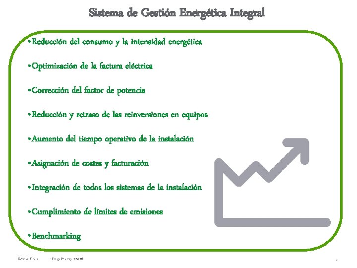 Sistema de Gestión Energética Integral • Reducción del consumo y la intensidad energética •