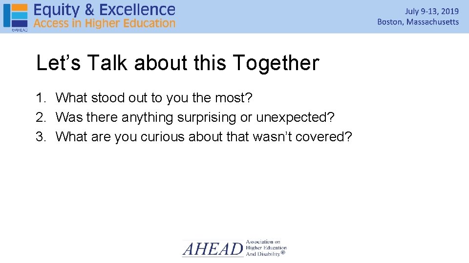 Let’s Talk about this Together 1. What stood out to you the most? 2. Let’s Talk about this Together 1. What stood out to you the most? 2.
