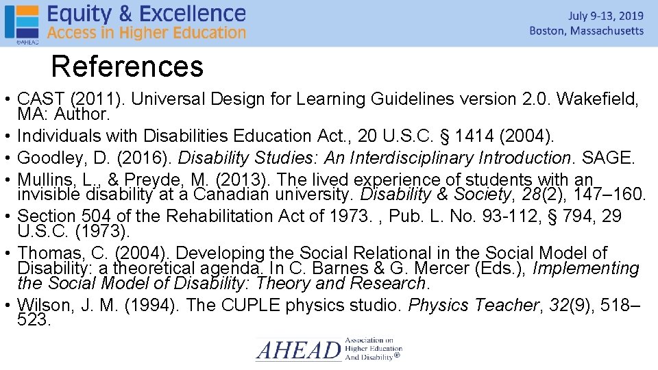 References • CAST (2011). Universal Design for Learning Guidelines version 2. 0. Wakefield, MA: References • CAST (2011). Universal Design for Learning Guidelines version 2. 0. Wakefield, MA: