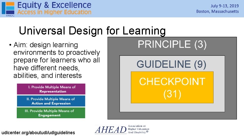 Universal Design for Learning • Aim: design learning environments to proactively prepare for learners Universal Design for Learning • Aim: design learning environments to proactively prepare for learners
