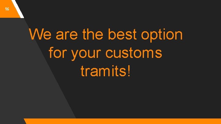 16 We are the best option for your customs tramits! 