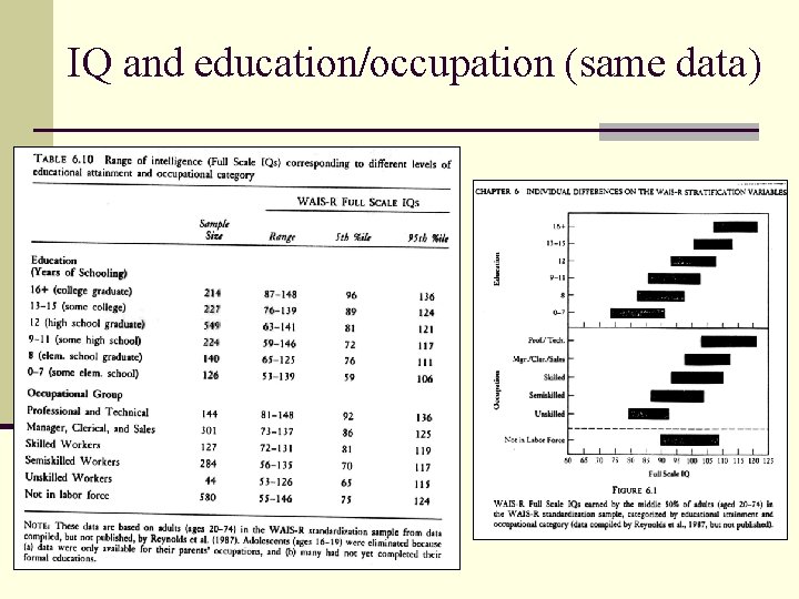 IQ and education/occupation (same data) 