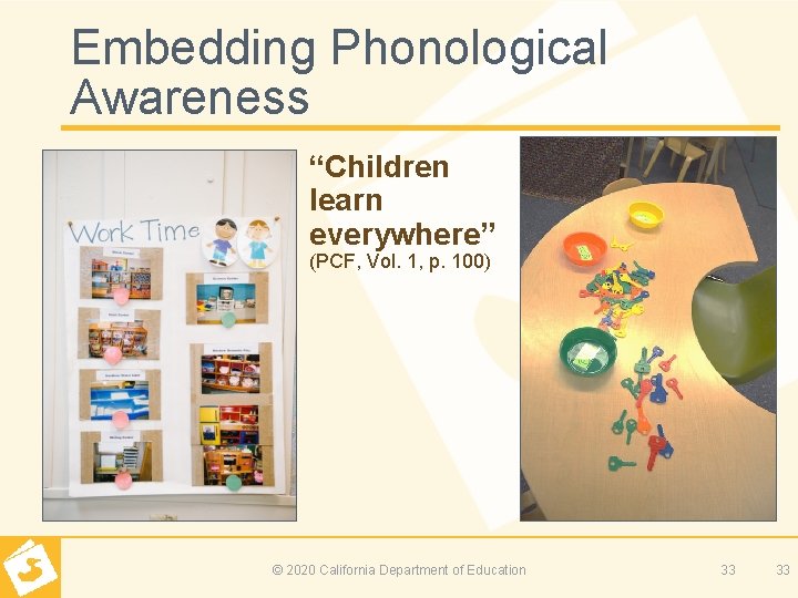 Embedding Phonological Awareness “Children learn everywhere” (PCF, Vol. 1, p. 100) © 2020 California