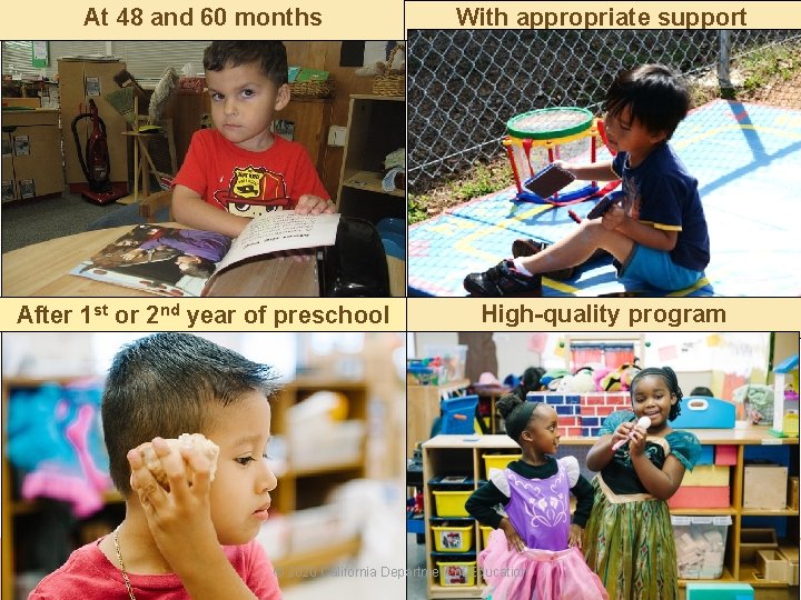 At 48 and 60 months With appropriate support Preschool Learning Foundations After 1 st