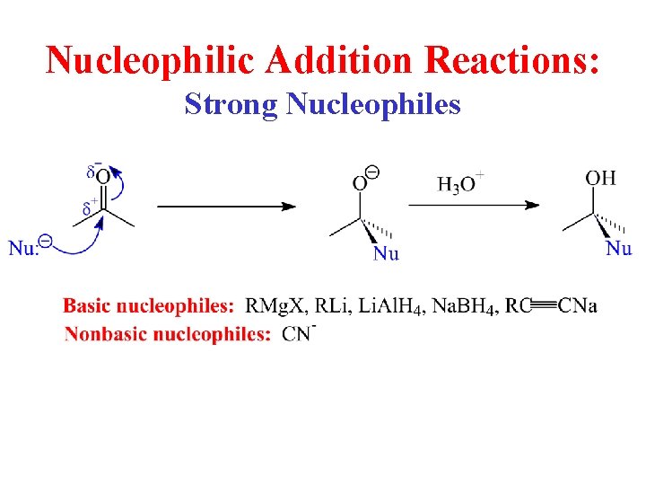 Nucleophilic Addition Reactions: Strong Nucleophiles Nucleophilic Addition Reactions: Strong Nucleophiles