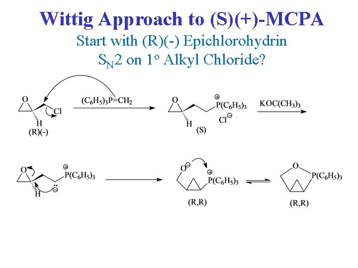 Wittig Approach to (S)(+)-MCPA Start with (R)(-) Epichlorohydrin SN 2 on 1 o Alkyl Wittig Approach to (S)(+)-MCPA Start with (R)(-) Epichlorohydrin SN 2 on 1 o Alkyl