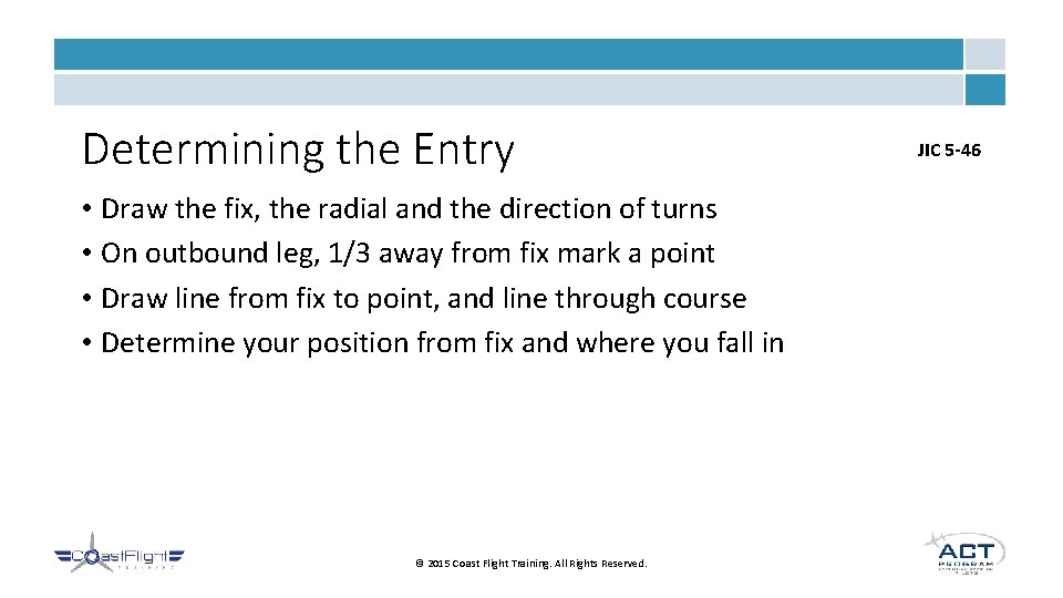 Determining the Entry • Draw the fix, the radial and the direction of turns