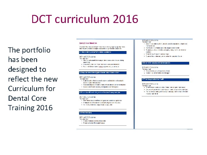 DCT curriculum 2016 The portfolio has been designed to reflect the new Curriculum for