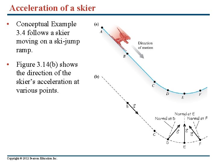 Acceleration of a skier • Conceptual Example 3. 4 follows a skier moving on