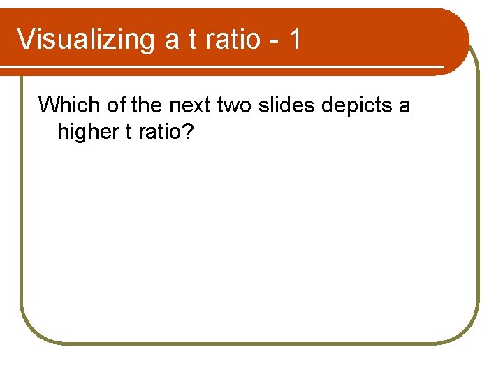 Visualizing a t ratio - 1 Which of the next two slides depicts a
