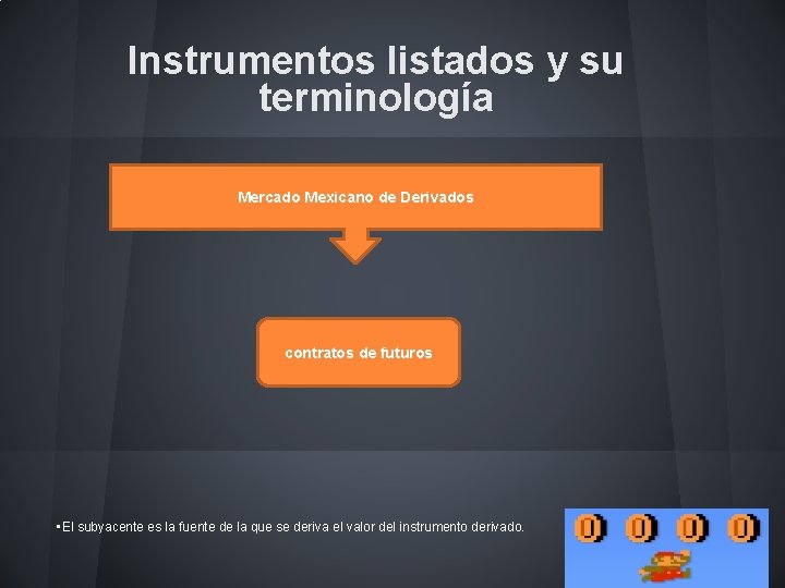 Instrumentos listados y su terminología Mercado Mexicano de Derivados contratos de futuros • El