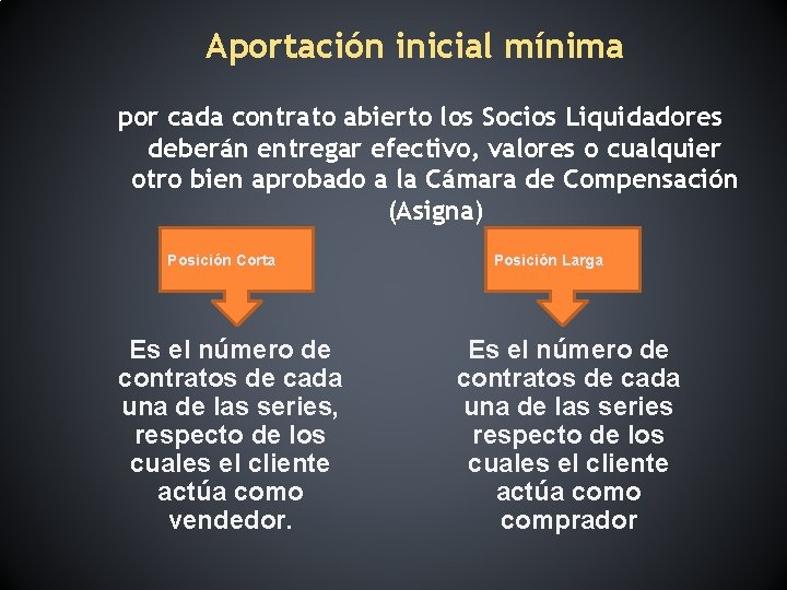 Aportación inicial mínima por cada contrato abierto los Socios Liquidadores deberán entregar efectivo, valores