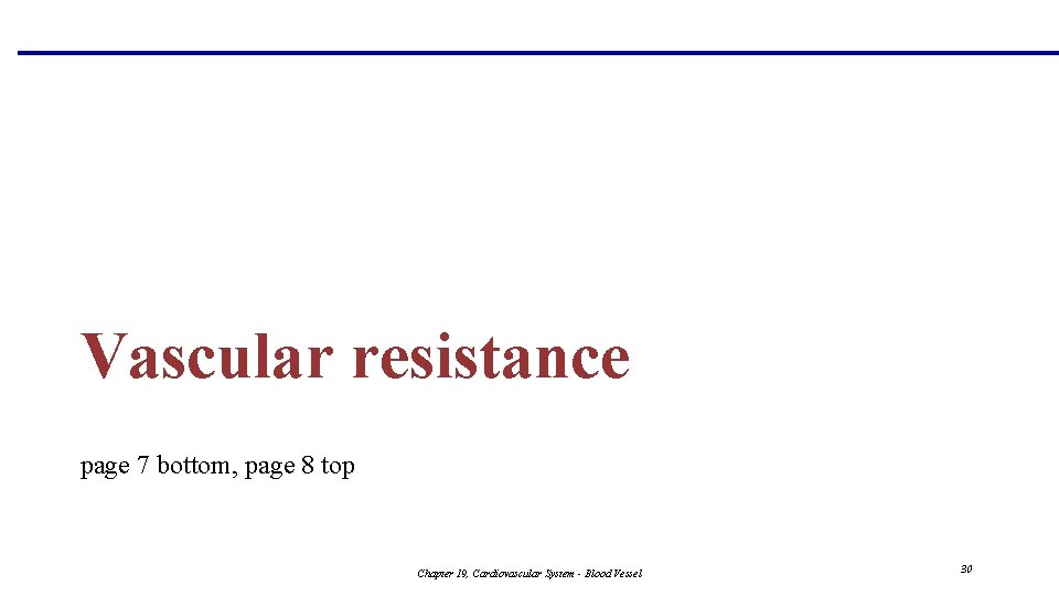 Vascular resistance page 7 bottom, page 8 top Chapter 19, Cardiovascular System - Blood