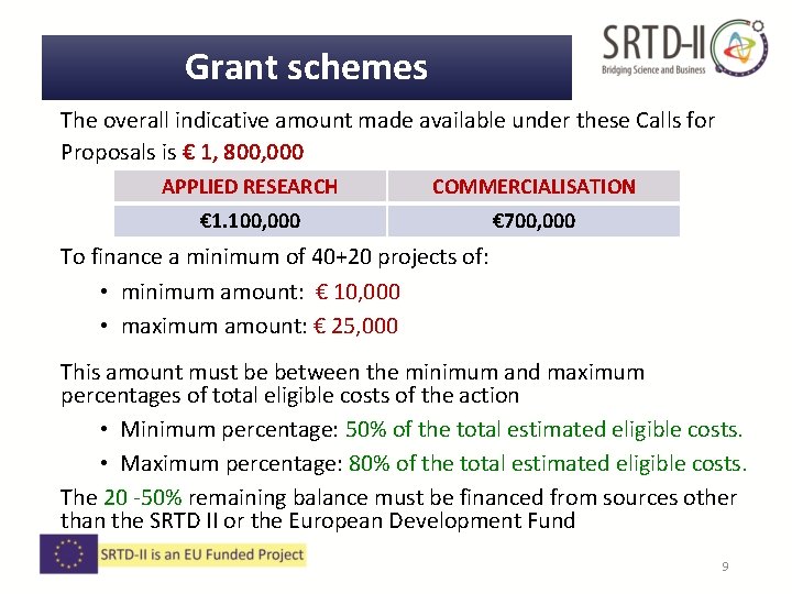 Grant schemes The overall indicative amount made available under these Calls for Proposals is Grant schemes The overall indicative amount made available under these Calls for Proposals is