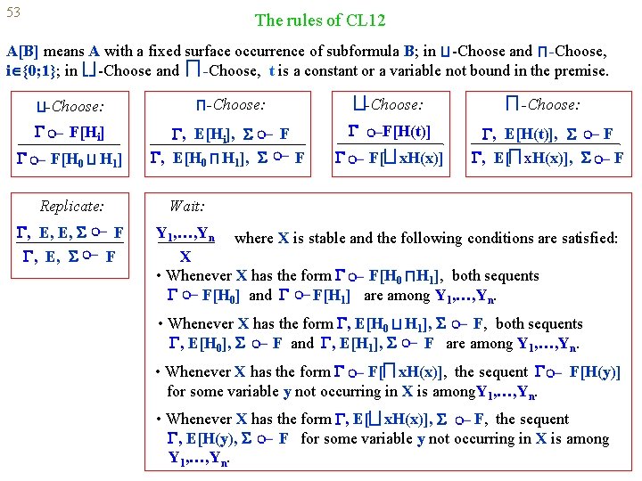 53 The rules of CL 12 A[B] means A with a fixed surface occurrence