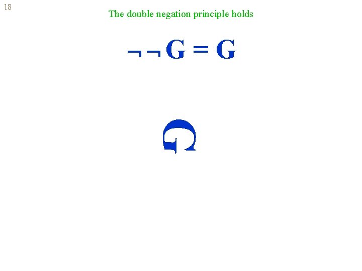 18 The double negation principle holds G =G G 