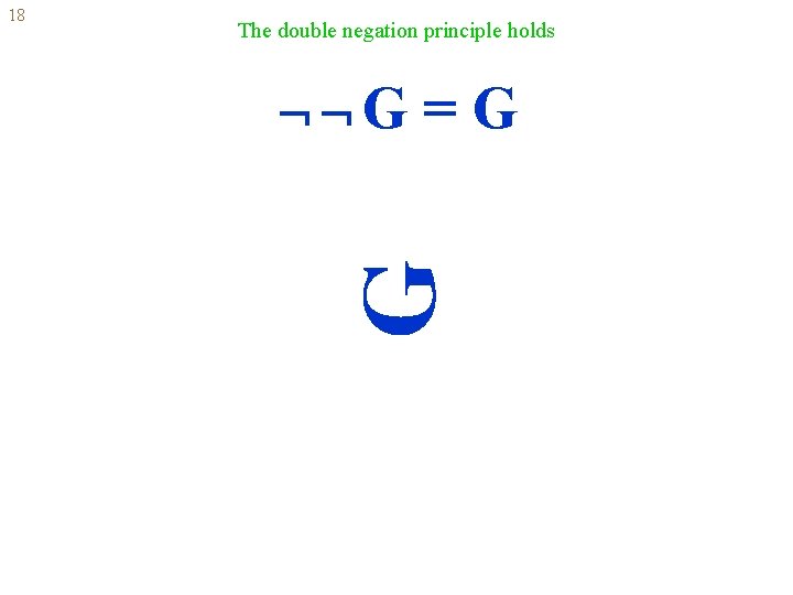 The double negation principle holds G =G G 18 
