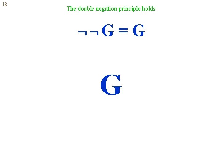 18 The double negation principle holds G =G G 
