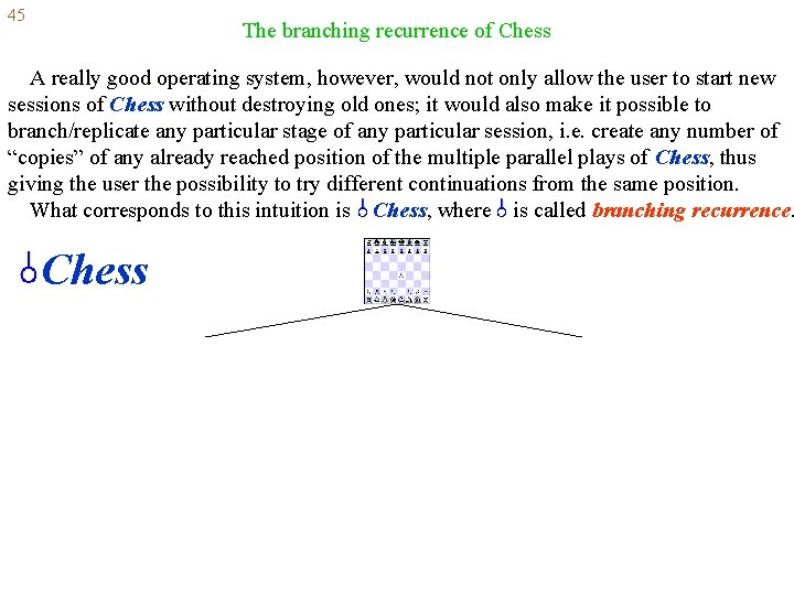 45 The branching recurrence of Chess A really good operating system, however, would not