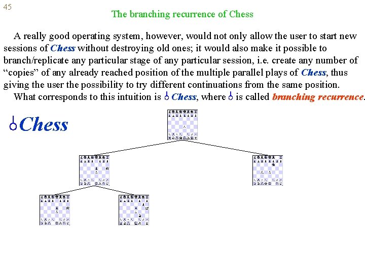 45 The branching recurrence of Chess A really good operating system, however, would not