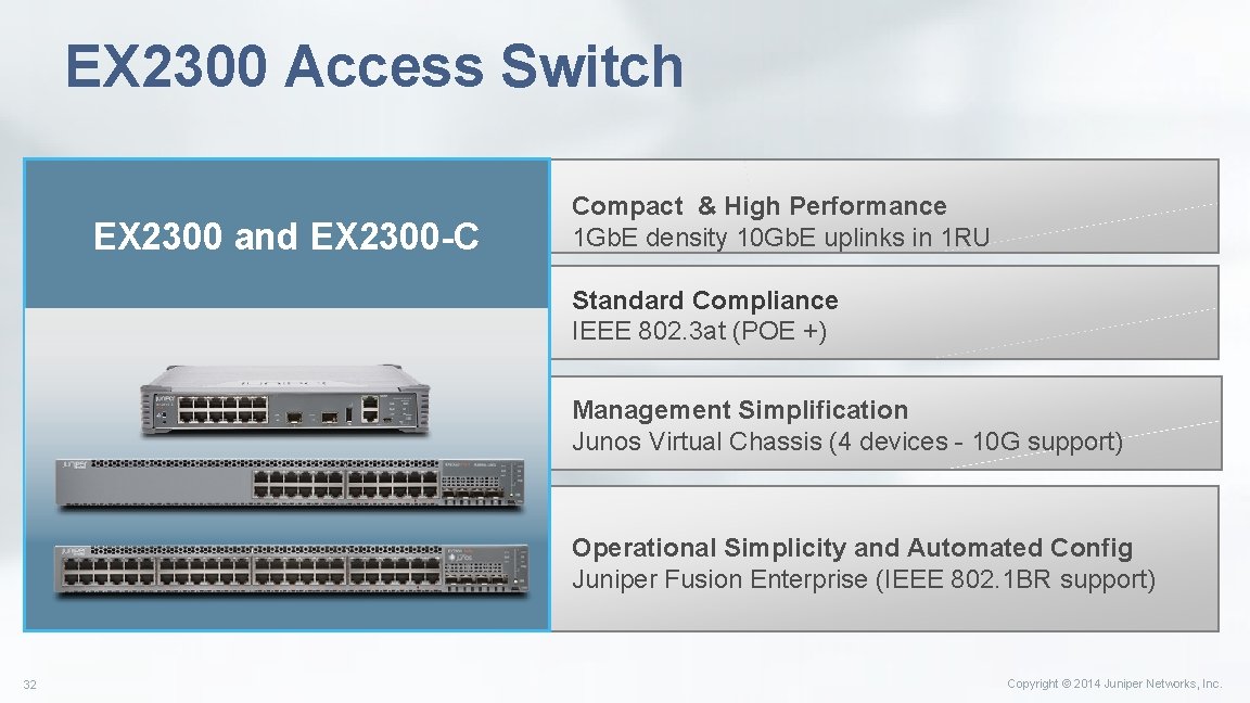 EX 2300 Access Switch EX 2300 and EX 2300 -C Compact & High Performance EX 2300 Access Switch EX 2300 and EX 2300 -C Compact & High Performance
