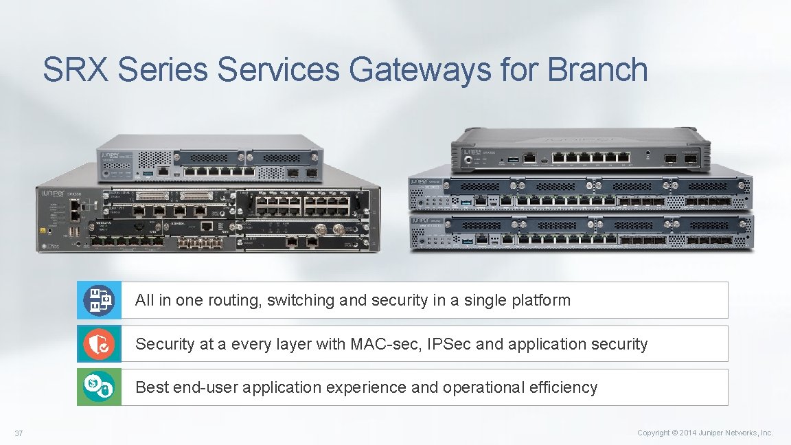 SRX Series Services Gateways for Branch All in one routing, switching and security in SRX Series Services Gateways for Branch All in one routing, switching and security in