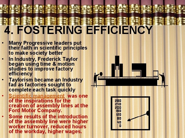 4. FOSTERING EFFICIENCY • Many Progressive leaders put their faith in scientific principles to