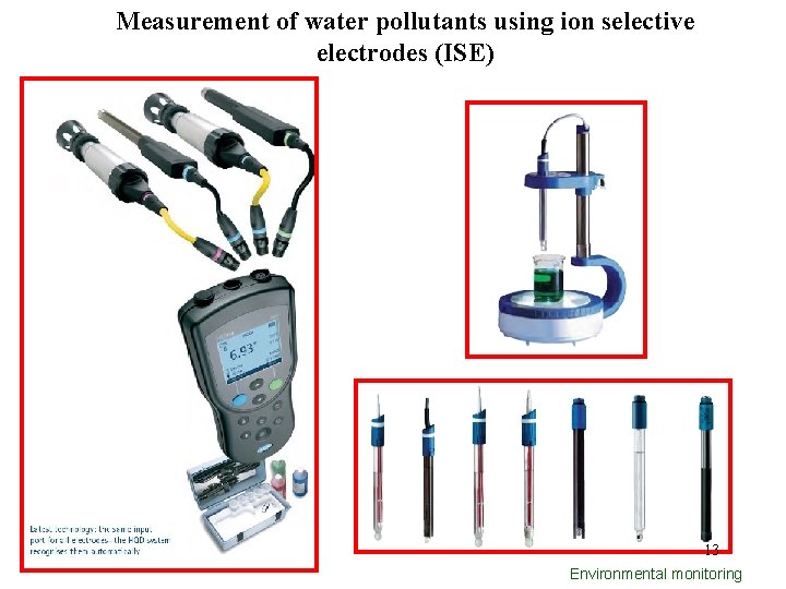 Measurement of water pollutants using ion selective electrodes (ISE) 13 Environmental monitoring 