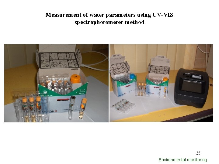 Measurement of water parameters using UV-VIS spectrophotometer method 35 Environmental monitoring 