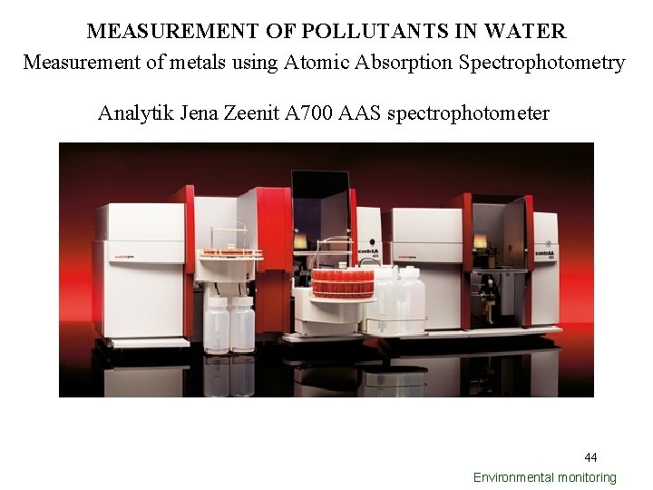 MEASUREMENT OF POLLUTANTS IN WATER Measurement of metals using Atomic Absorption Spectrophotometry Analytik Jena