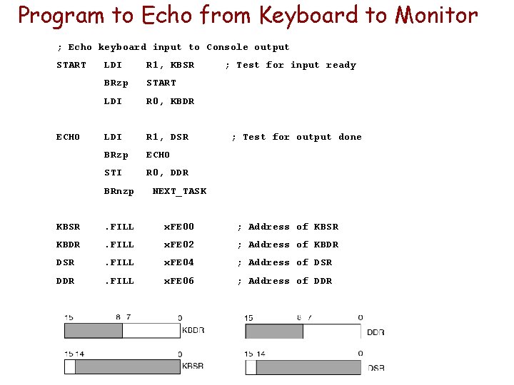 Program to Echo from Keyboard to Monitor ; Echo keyboard input to Console output Program to Echo from Keyboard to Monitor ; Echo keyboard input to Console output